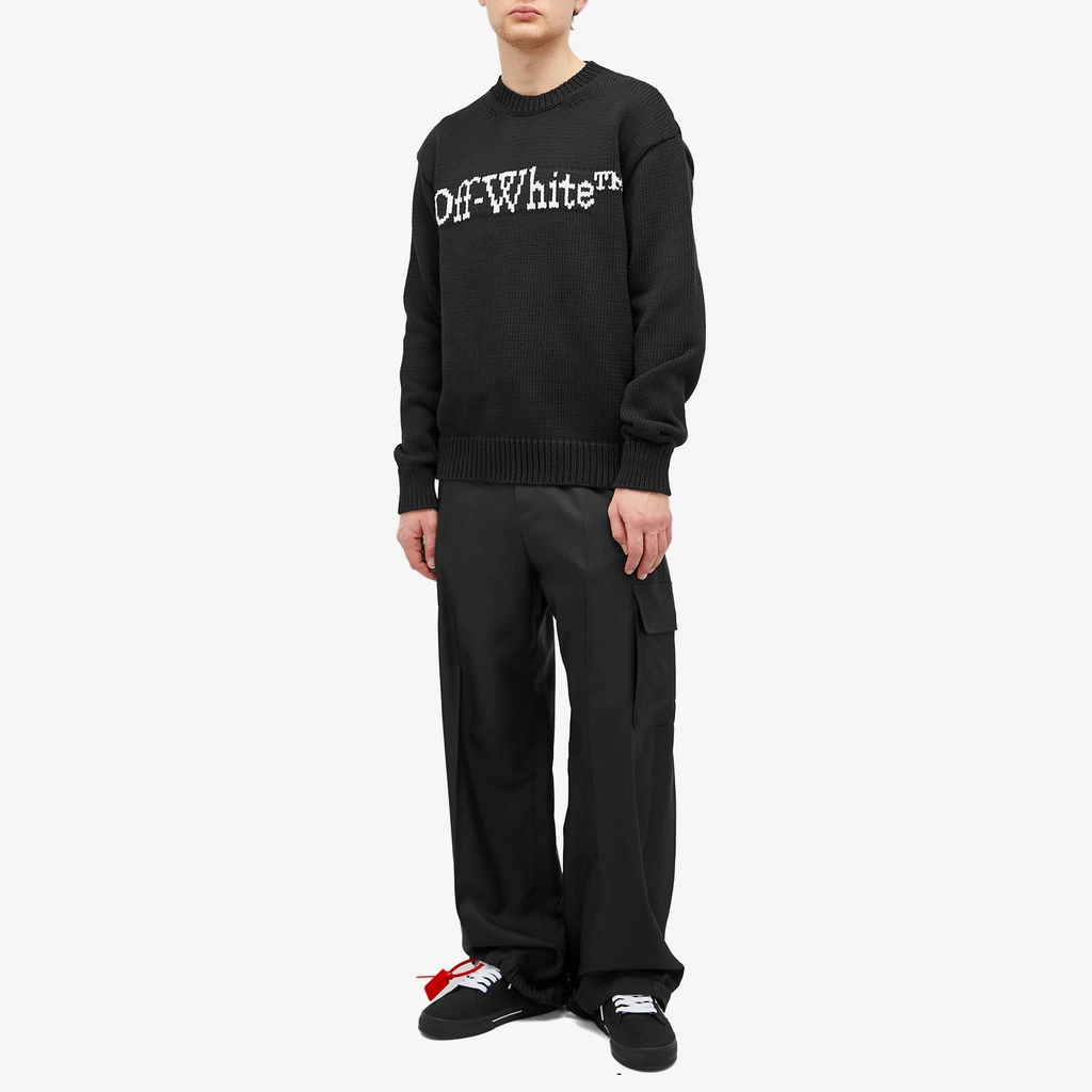 Off White Men's Big Bookish Chunky Crewneck Knit Black/White